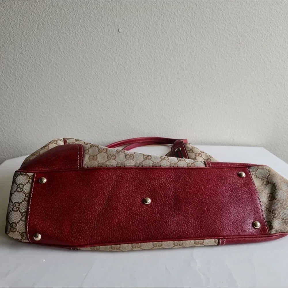 GUCCI - Authentic Large GG Red/Brown Canvas Tote - Picture 3 of 9